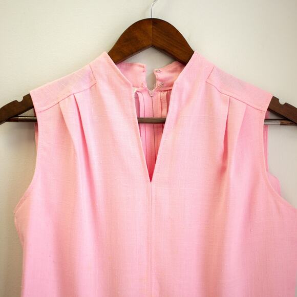 Vintage 80s  Pink Sleeveless Dress Size Medium - Picture 2 of 8